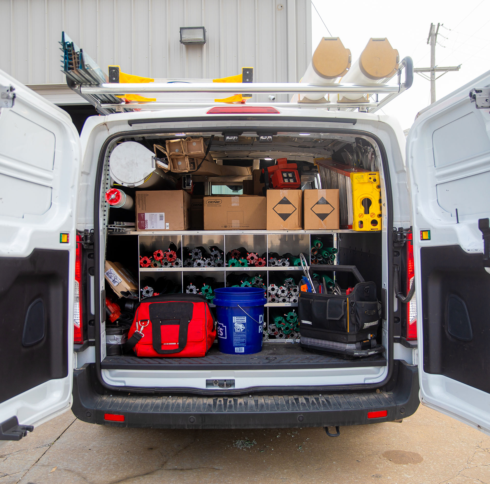 garage door repair equipped van
